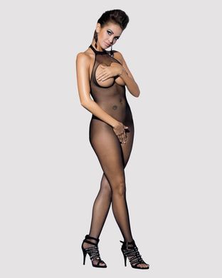 Бодистокинг из мелкой сетки с открытой грудью и доступом Obsessive Bodystocking N101 S/M/L, черный, SO7250 фото