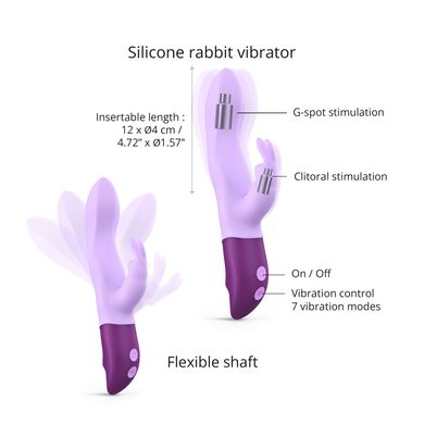 Вибратор-кролик Love To Love Hello Rabbit Violet с гибким стволом и стимуляцией точки G, 2 мотора SO3353 фото