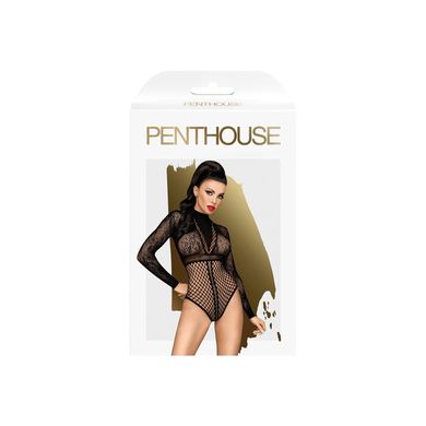 Боди Penthouse Spicy Whisper S/L Black, имитация топа с длинными рукавами, закрытое декольте SO6427 фото