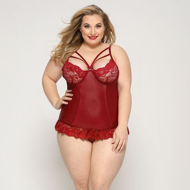 Сексуальный корсет со стрепами JSY «Горячая Тейлор» Plus Size, Red, кружево, стринги SO8382 фото