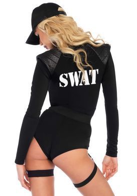 Костюм эротического спецназа Leg Avenue SWAT Team Babe XS, боди, пояс, подвязки, игрушечная рация, к SO8543 фото