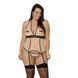 Корсет с пажами Passion Viena Corset 4XL/5XL beige, контрастный, бантики, вставка-сетка, стринги SO7113 фото 1