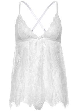 Пеньюар Leg Avenue Floral lace babydoll & string White S SO9172 фото