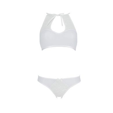 Комплект: бра, трусики с ажурным декором и открытым шагом Ursula Set white L/XL &mdash; Passion SO5844 фото