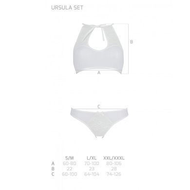 Комплект: бра, трусики с ажурным декором и открытым шагом Ursula Set white L/XL &mdash; Passion SO5844 фото