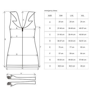 Эротический костюм медсестры Obsessive Emergency dress S/M, white, платье, стринги, перчатки, чепчик SO7704 фото