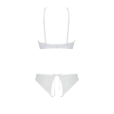 Комплект: бра, трусики с ажурным декором и открытым шагом Ursula Set white L/XL &mdash; Passion SO5844 фото