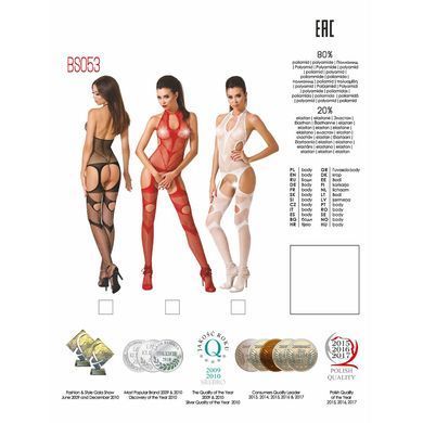 Бодистокинг Passion BS053 red, комбинезон, имитация чулок и пояса PBS053R фото