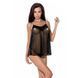 Сорочка прозора бебі дол MELANIA CHEMISE black S/M - Passion, трусики, на тонких бретелях EL16305 фото 1