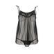 Сорочка прозора бебі дол MELANIA CHEMISE black S/M - Passion, трусики, на тонких бретелях EL16305 фото 3