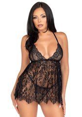 Пеньюар Leg Avenue Floral lace babydoll & string Black M SO9170 фото