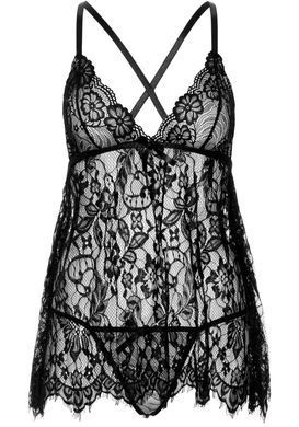 Пеньюар Leg Avenue Floral lace babydoll & string Black M SO9170 фото