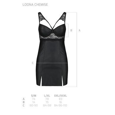 Бебі-дол з еко-шкіри та мережива Loona Chemise black L/XL - Passion SO5358 фото