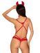 Еротичний костюм чортика зі стреп Obsessive Evilia teddy red S/M, боді, чокер, накладки на соски, об SO7706 фото 2
