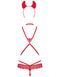 Еротичний костюм чортика зі стреп Obsessive Evilia teddy red S/M, боді, чокер, накладки на соски, об SO7706 фото 4