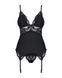 Сатиновый кружевной корсет Obsessive 810-COR-1 babydoll & thong L/XL, черный, корсет, танга SO7157 фото 5