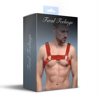 Чоловіча портупея на груди Feral Feelings - Bulldog Harness Red SO9307 фото