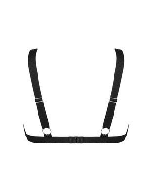 Кружевной бюстгальтер с треугольной чашкой Obsessive Estiqua bra M/L, черный, широкие лямки SO7259 фото