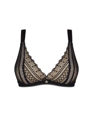 Кружевной бюстгальтер с треугольной чашкой Obsessive Estiqua bra M/L, черный, широкие лямки SO7259 фото