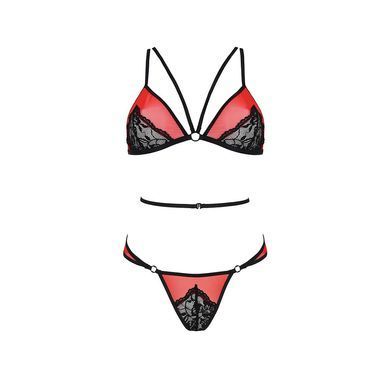 Комплект белья Passion PEONIA SET XXL/XXXL red, бра, трусики SO8468 фото