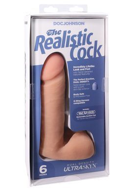 Фалоімітатор Doc Johnson The Realistic Cock 6 inch White &ndash; ULTRASKYN, Vack-U-Lock, діаметр 4,3 см SO1550 фото