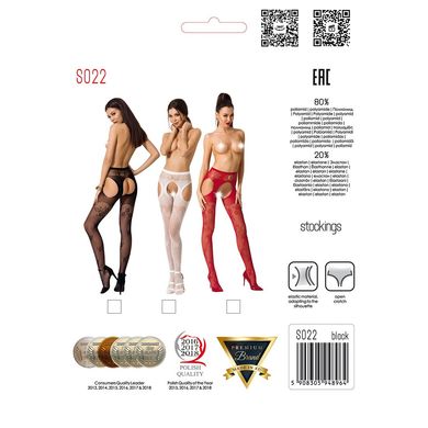 Сексуальные колготки-бодистокинги Passion S022 One Size, White, имитация чулок и пояса с гартерами PSS022W фото
