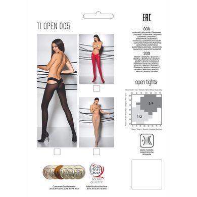 Эротические колготки TIOPEN 005 roso 1/2 (60 den) - Passion, с вырезом, оригинальный пояс PS24510 фото