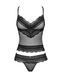 Полупрозрачный набор с украшениями Obsessive Ivannes top & thong S/M, черный, топ и танга SO7283 фото 5
