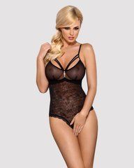 Кружевное боди с доступом 818-TED-1 teddy XS/S, черное SO9020 фото