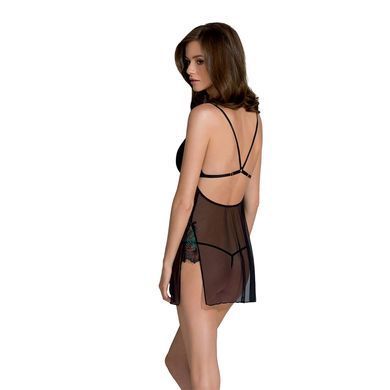 Сорочка Passion DELIENA CHEMISE S/M black, стринги с заниженной талией SO8419 фото