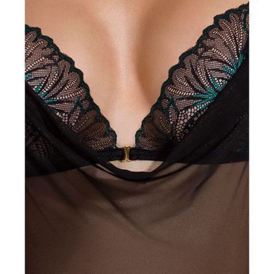 Сорочка Passion DELIENA CHEMISE S/M black, стринги с заниженной талией SO8419 фото