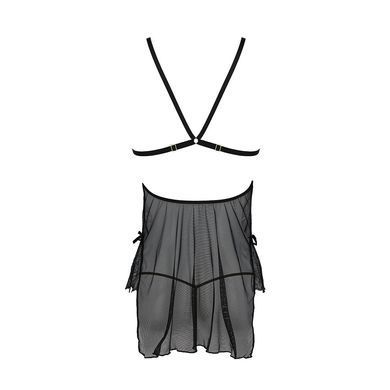 Сорочка Passion DELIENA CHEMISE S/M black, стринги с заниженной талией SO8419 фото