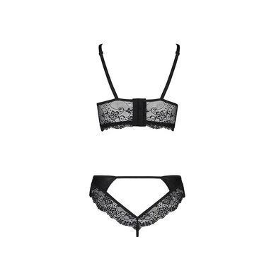Комплект з еко-шкіри та мережива Loona Set black L/XL - Passion, бра і трусики SO5361 фото