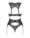 Комплект белья Obsessive Donna Dream 3-pcs set XL/2XL Black, бюстгальтер, стринги, пояс для чулок SO8638 фото 4