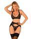 Комплект белья Obsessive Donna Dream 3-pcs set XL/2XL Black, бюстгальтер, стринги, пояс для чулок SO8638 фото 1