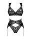 Комплект белья Obsessive Donna Dream 3-pcs set XL/2XL Black, бюстгальтер, стринги, пояс для чулок SO8638 фото 3
