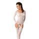 Бодістокінг Passion BS055 white, комбінезон, імітація панчох і пояса, довгий рукав, закрите плече PBS055W фото 1