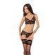 Комплект белья VELIA SET black L/XL - Passion Exclusive: полупрозрачный лиф, трусики-пояс для чулок PS25210 фото 1