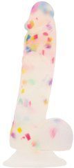 Фалоімітатор з конфетті ADDICTION - PARTY MARTY 7.5&Prime; - FROST & CONFETTI, 19 см, силікон SO4532 фото