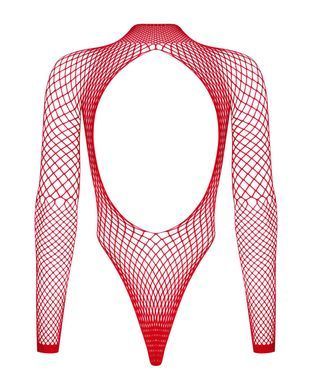 Сетчатый бодистокинг с длинным рукавом Obsessive B126 teddy red XL/XXL, красный SO7212 фото