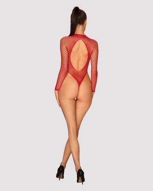 Сетчатый бодистокинг с длинным рукавом Obsessive B126 teddy red XL/XXL, красный SO7212 фото