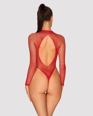 Сетчатый бодистокинг с длинным рукавом Obsessive B126 teddy red XL/XXL, красный SO7212 фото