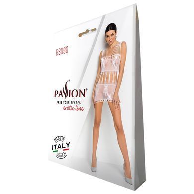 Бодістокінг &mdash; мінісукня з метеликами Passion BS090 white SO6390 фото