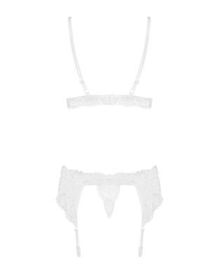 Кружевной комплект белья Obsessive 810-SEG-1 S/M White, бюстгальтер, стринги, пояс для чулок SO7165 фото