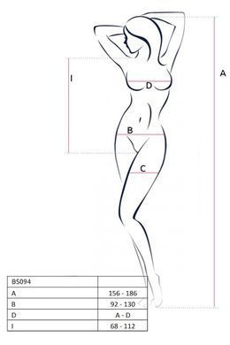 Бодістокінг з імітацією корсетної шнурівки Passion BS094 One Size, white, квітковий візерунок, з дос SO8925 фото