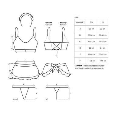 Атласний еротичний костюм покоївки Obsessive Maid set S/M, black, топ, спідниця, стринги, манжети, о SO7715 фото