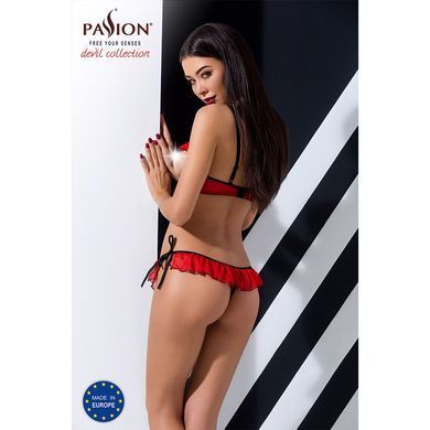 Комплект белья CHERRY SET OpenBra red S/M - Passion Exclusive: открытый лиф, трусики-юбочка PS25508 фото