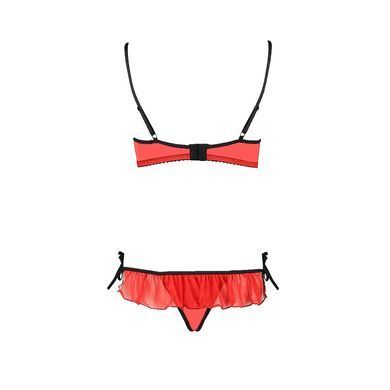 Комплект белья CHERRY SET OpenBra red S/M - Passion Exclusive: открытый лиф, трусики-юбочка PS25508 фото