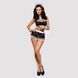Атласний еротичний костюм покоївки Obsessive Maid set S/M, black, топ, спідниця, стринги, манжети, о SO7715 фото 5