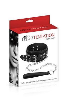 Ошейник широкий с поводком Fetish Tentation Eyalets and Leash SO3730 фото